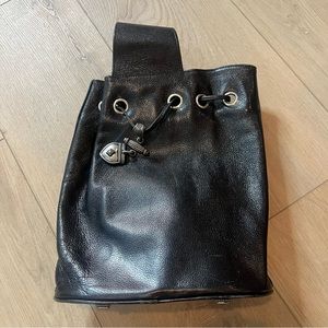 NEW Vintage Vicenza brown epi-type leather, cross-body drawstring bucket bag